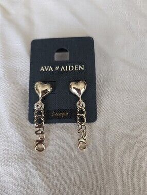 Ava & Aiden Gold Heart Scorpio Dangle Earrings